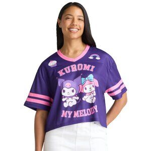 Women's Hello Kitty My Melody & Kuromi Graphic Football Skimmer Jersey Large